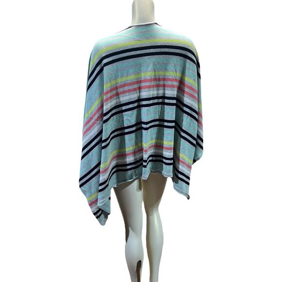 Talbots Striped Cape Poncho – One Size, Classic Cozy Layer - Picture 3 of 11